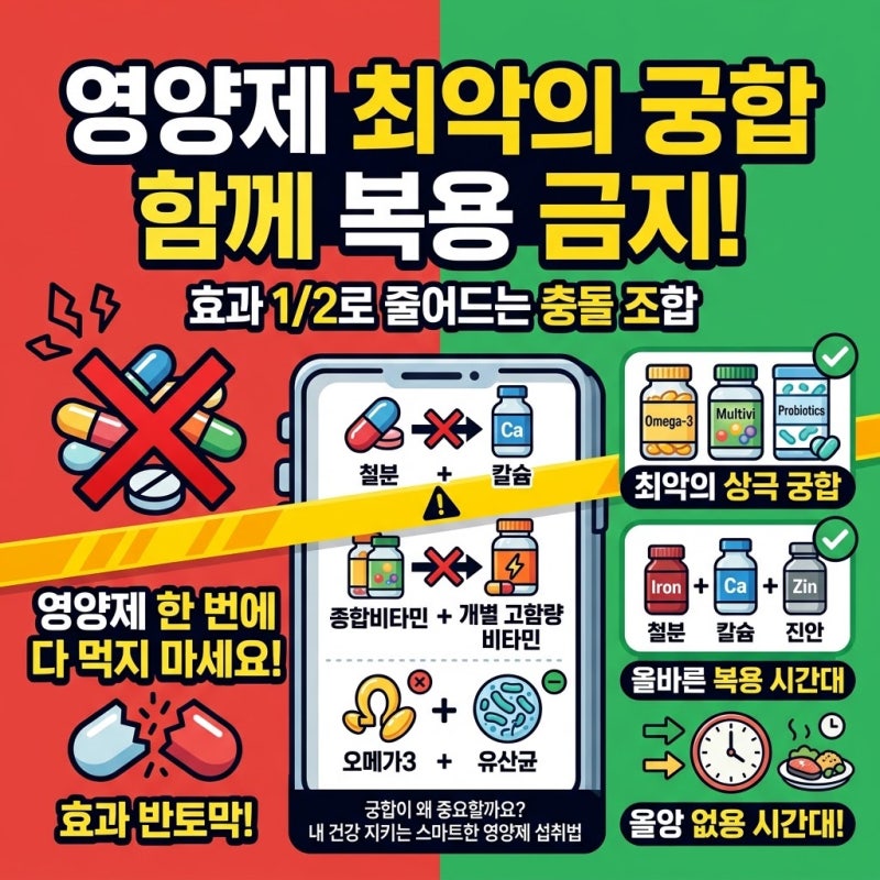 영양제 한 번에 다 먹지 마세요! 효과 반토막 나는 최악의 영양제 궁합 총정리
