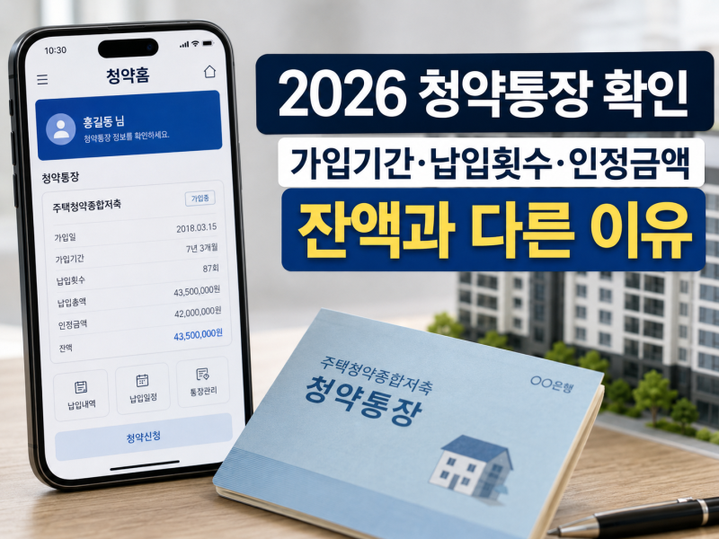 2026 청약통장 납입횟수·인정금액 확인 방법｜잔액과 다른 이유