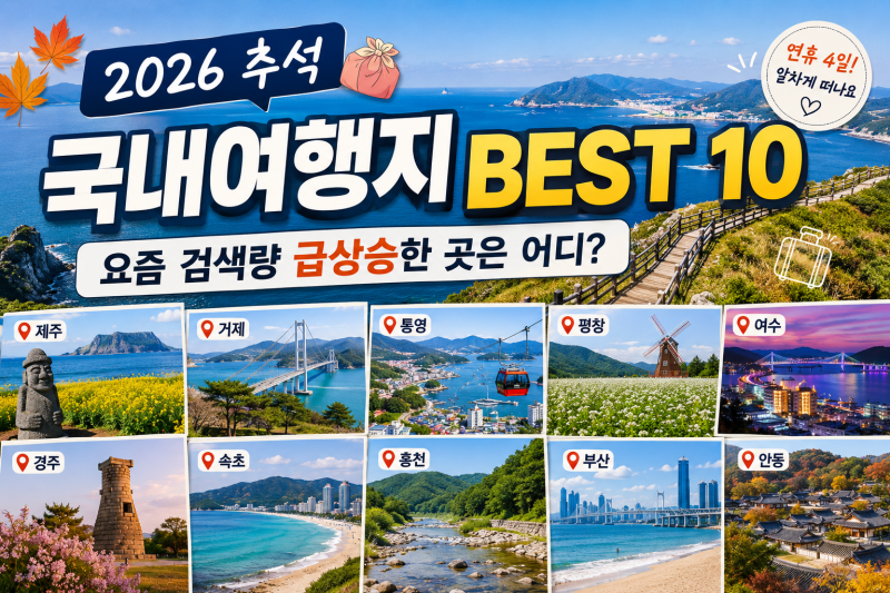 2026 추석 국내여행지 BEST 10, 요즘 검색량 급상승한 곳은 어디?