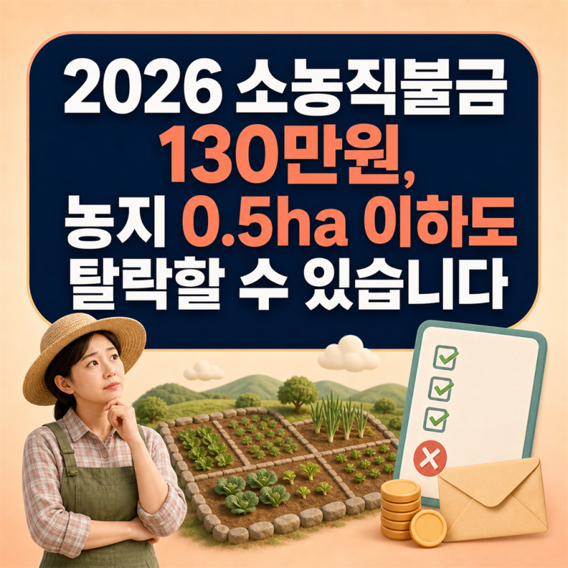 2026 소농직불금 130만원, 농지 0.5ha 이하도 탈락할 수 있습니다