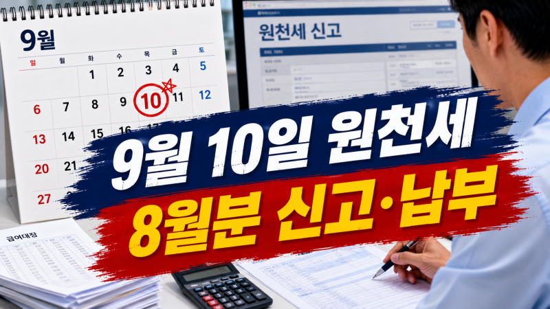 2026년 9월 10일 원천세 신고·납부, 8월 급여 홈택스 신고와 ICL 원천공제 체크