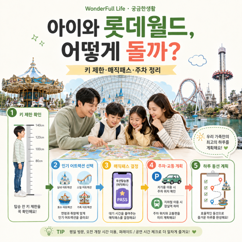 아이와 롯데월드 가기 전 무엇을 확인할까? 키 제한·매직패스·주차·하루 동선