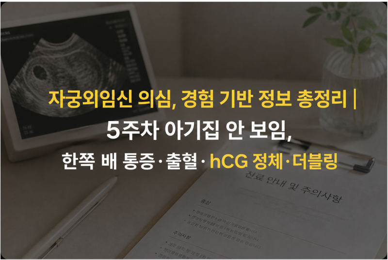 자궁외임신 의심, 경험 기반 정보 총정리｜5주차 아기집 안 보임, 한쪽 배 통증·출혈·hCG 정....