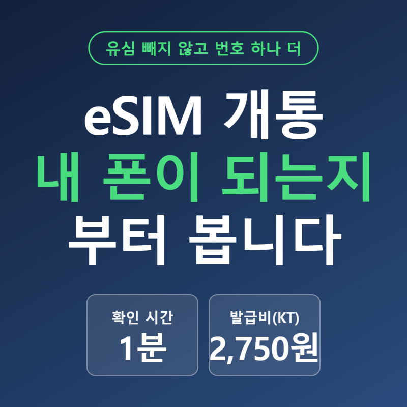 eSIM 개통 방법 | 유심 빼지 않고 번호 하나 더, 내 폰이 되는지부터 (2026년 최신)