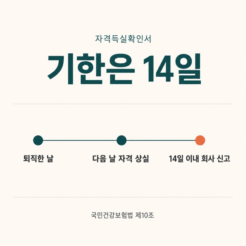 자격득실확인서에 퇴사가 안 찍혀 있다면 회사가 신고를 안 한 것입니다, 기한은 14일입니다