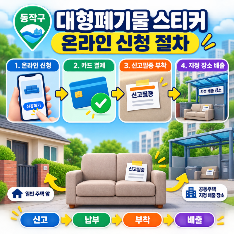 동작구 대형폐기물 스티커를 따로 사야 하나요? 온라인 결제 뒤 신고필증·메모 부착이 답