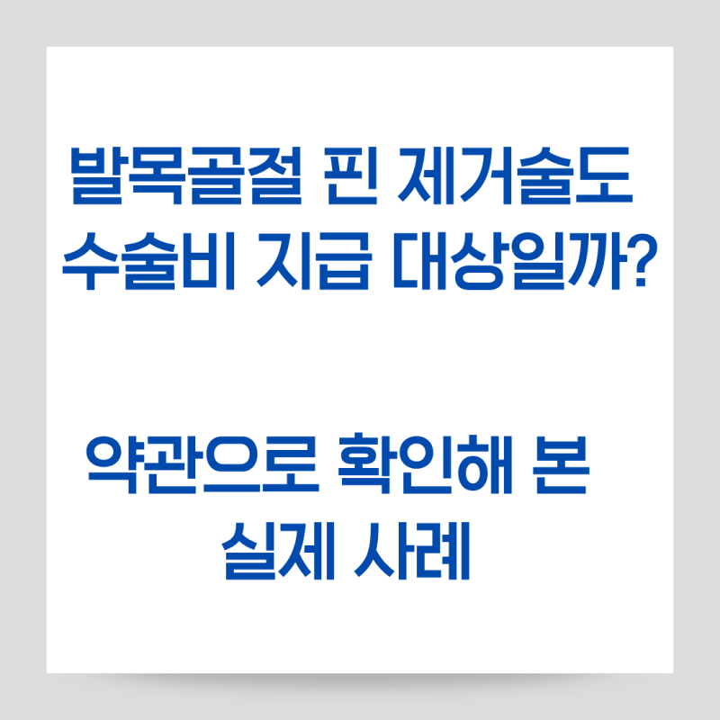 발목골절 핀 제거술도 수술비 지급 대상일까? 약관으로 확인해 본 실제 사례