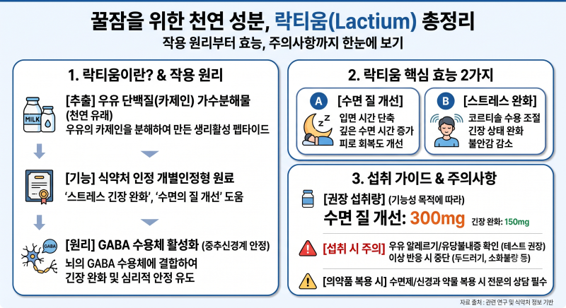 락티움 효능과 부작용, 수면 장애 극복에 정말 효과 있을까?