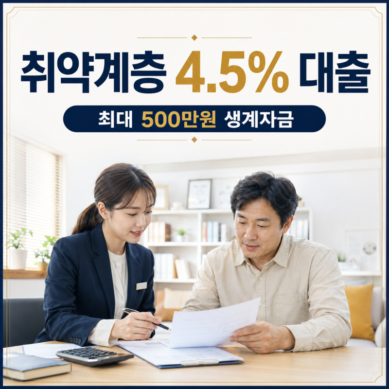 취약계층 4.5% 대출, 최대 500만원 신청 조건부터 상환액까지