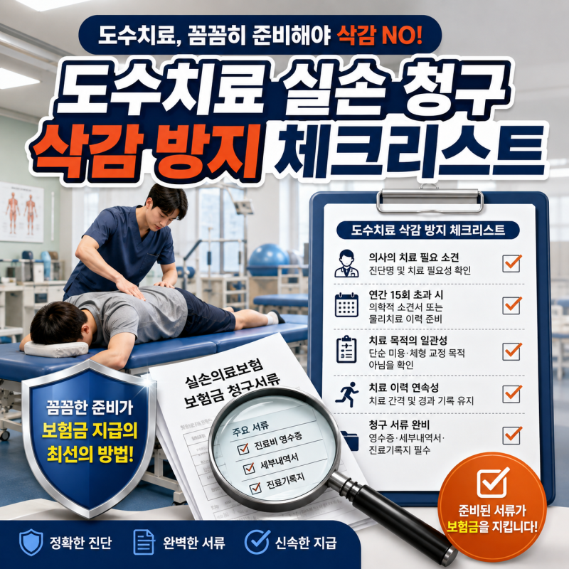도수치료 일평균 청구 40% 급감! 실손 청구 삭감 안 당하는 의사 소견서 팁