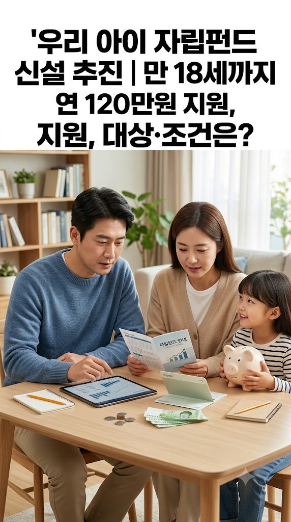 우리 아이 자립펀드 신설 추진｜만 18세까지 연 120만원 지원, 대상·조건은?