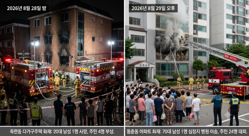 [뉴스]인천 연수구 이틀새 2건 8월 28일, 8월 29일 화재 발생 (옥련동, 동춘동)