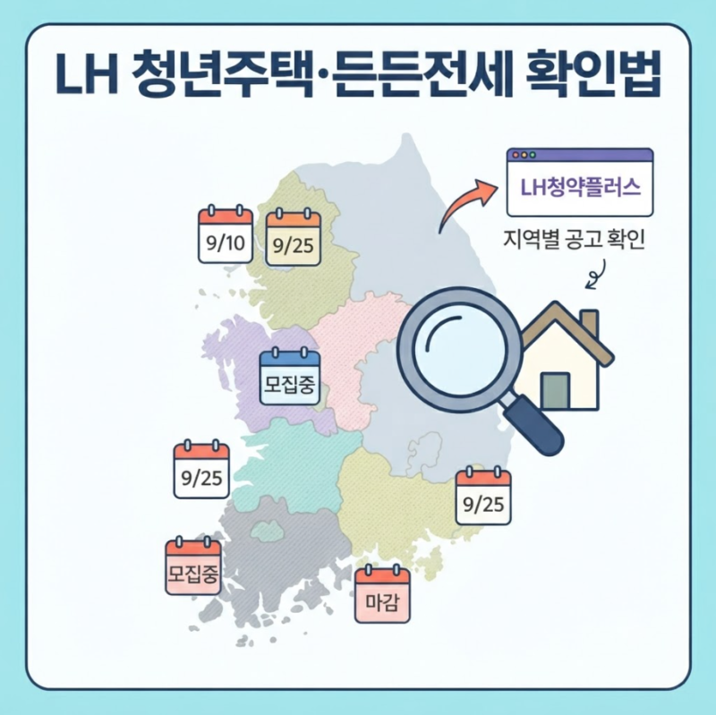 LH 청년주택·든든전세 9월 마감 공고 확인하는 법, 지역별로 정리