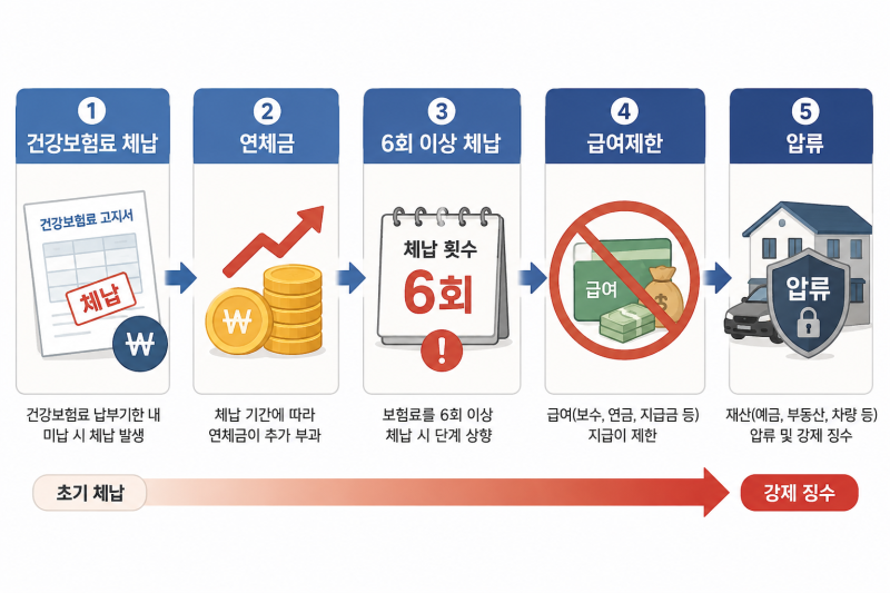 "건강보험료 밀리면 병원비 전액 내야 하나?" 체납 6회·급여제한·압류 불이익 정리
