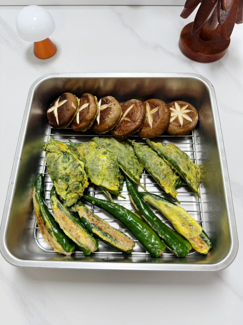 고추전 깻잎전 표고전 명절전 만들기 돼지고기 다짐육요리 동그랑땡 레시피