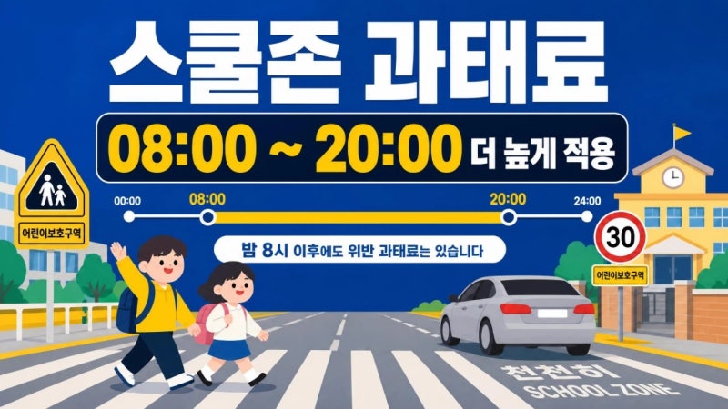 스쿨존 과태료, 오전 8시~오후 8시에는 더 비쌉니다