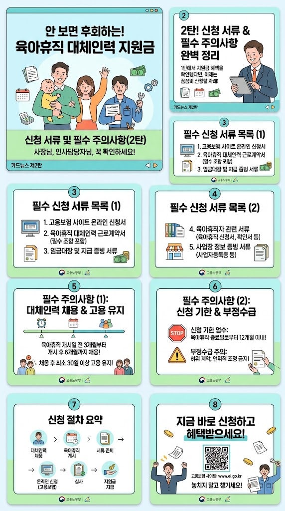 안 보면 후회하는 육아휴직 대체인력 지원금 신청 서류 및 필수 주의사항 (2탄)