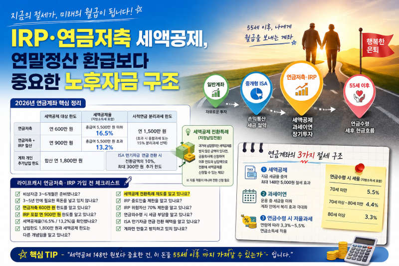 IRP·연금저축 세액공제, 연말정산 환급보다 중요한 노후자금 구조[라이프캐시 재테크 로드맵....