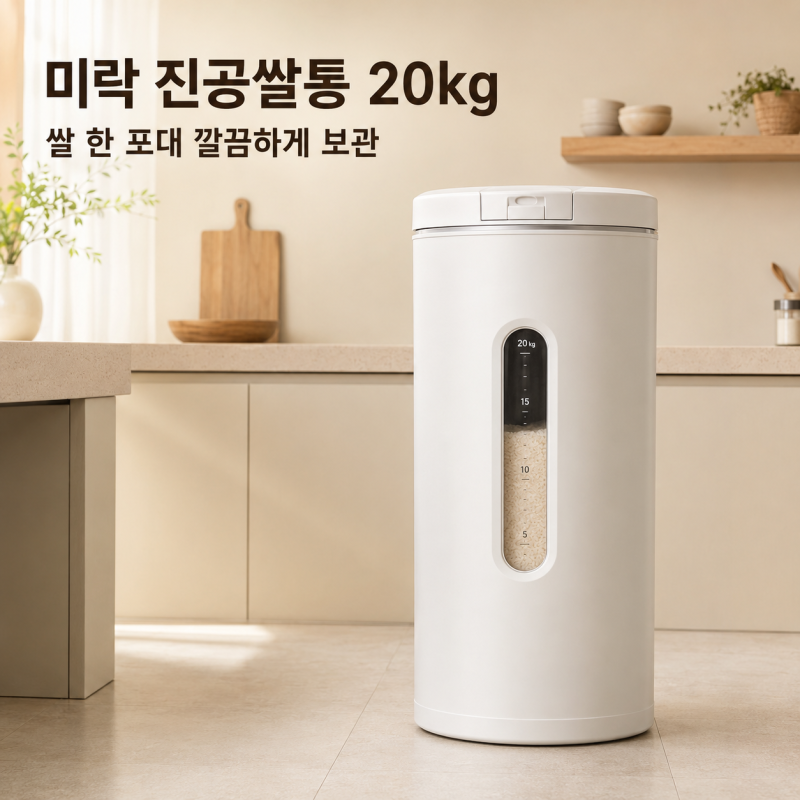"진공상태라 벌레 생길일이없는" 미락 진공쌀통 집들이 신혼선물 쌀보관통 쌀항아리 쌀독