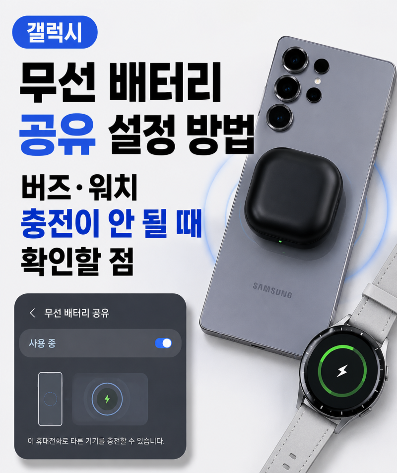 갤럭시 무선 배터리 공유 설정 방법, 버즈·워치 충전이 안 될 때 확인할 점