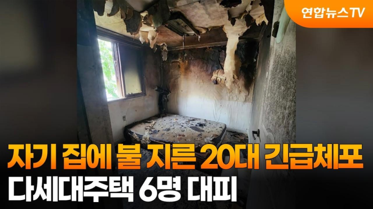 자기 집에 불 지른 20대 긴급체포…다세대주택 6명 대피 / 연합뉴스TV....