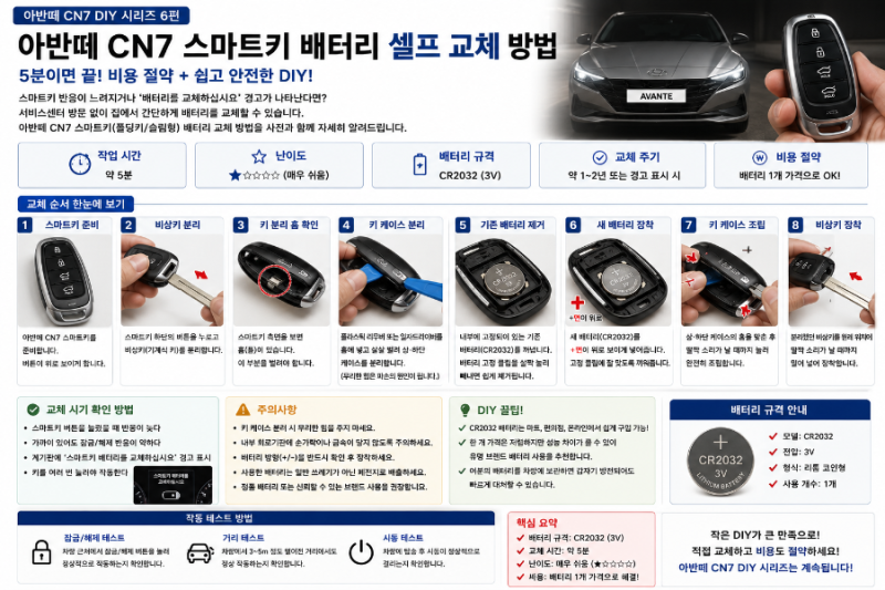 아반떼 CN7 DIY 6편 스마트키 배터리 셀프 교체｜5분이면 끝!