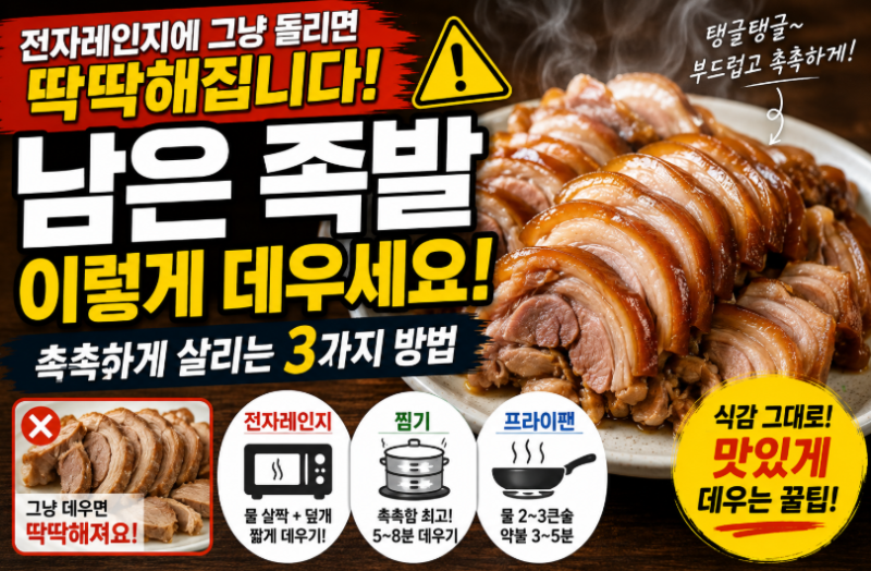 남은 족발 전자레인지에 그냥 돌리면 딱딱해집니다｜촉촉하게 데우는 3가지 방법