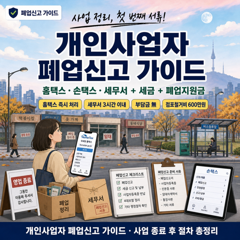 개인사업자 폐업신고 방법｜신청 절차·세금과 폐업지원금 총정리