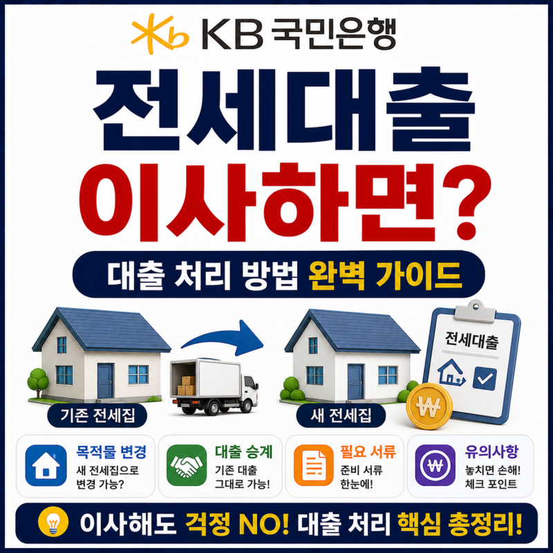 KB국민은행 전세대출을 이용하는 도중에 이사를 하게 된다면, 대출은 과연 어떻게 처리해야 ....