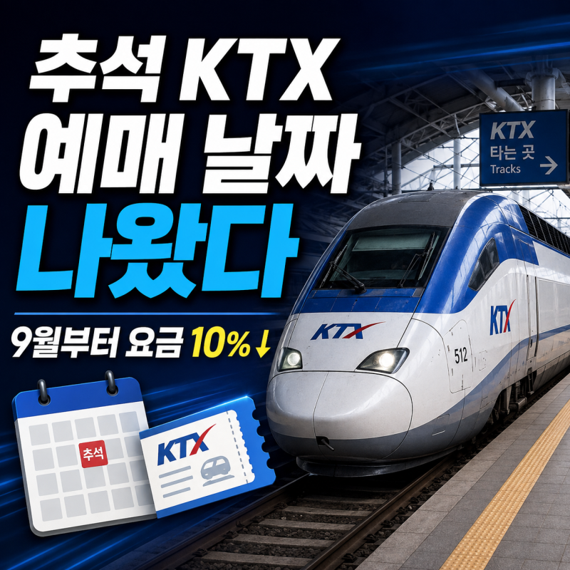 2026 추석 KTX 예매 일정 총정리, 9월부터는 요금도10% 내려가요