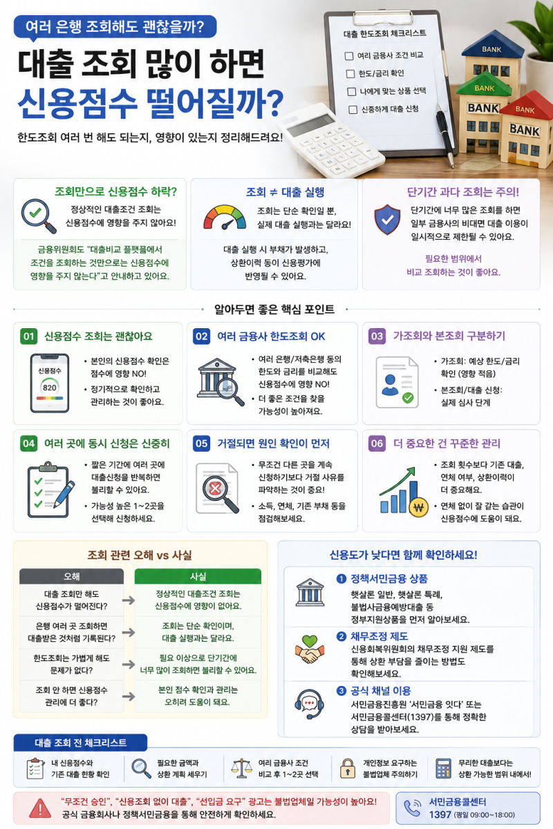 대출 조회 많이 하면 신용점수 떨어질까? 여러 은행 한꺼번에 알아봐도 될까 / 서이추 환영