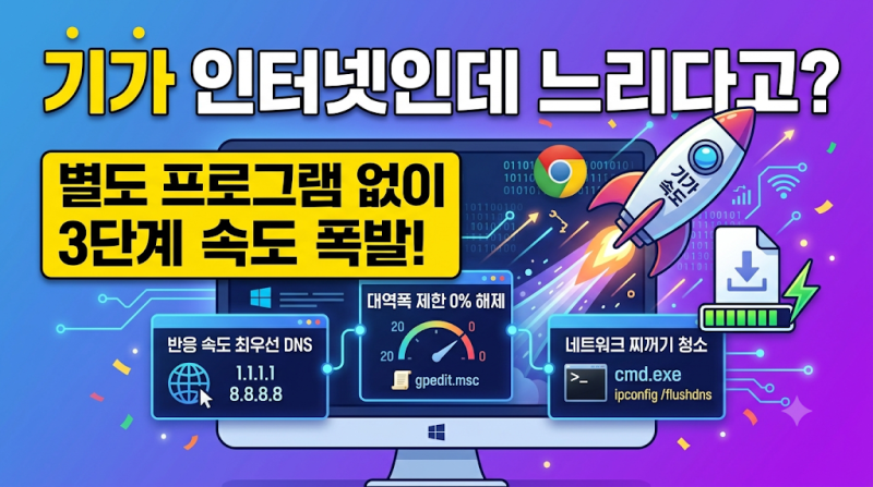 [실전 PC 최적화 2편] 답답한 인터넷 속도 200% 끌어올리는 네트워크 설정 및 DNS 변경법