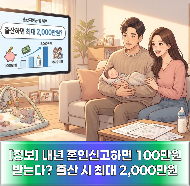 내년 혼인신고하면 100만원 받는다? 출산 시 최대 2,000만원