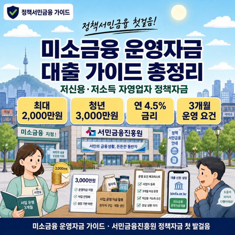미소금융 운영자금 대출 조건｜한도·금리·신청방법 총정리