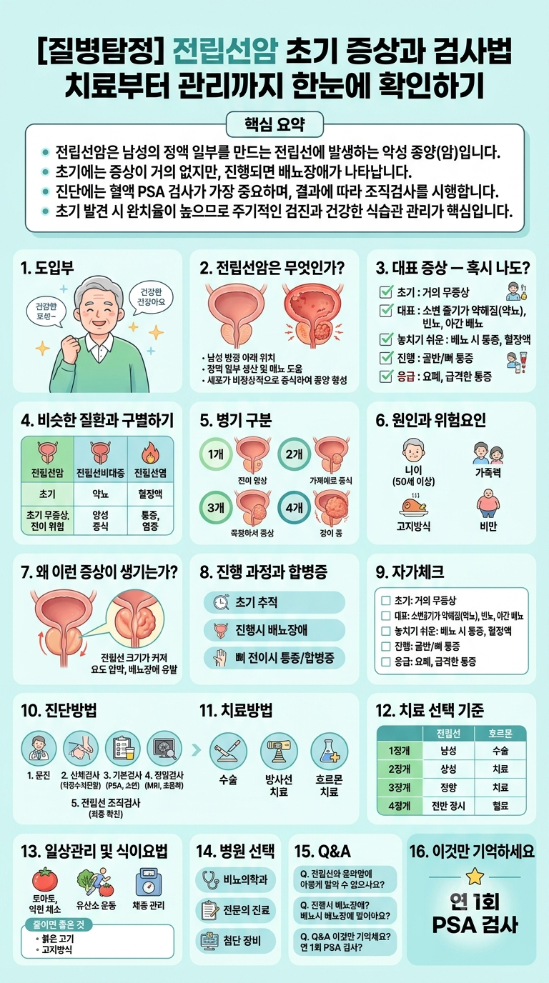 [질병탐정] 전립선암 초기 증상과 검사법 치료부터 관리까지 한눈에 확인하기