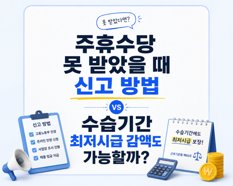 주휴수당 못 받았을 때 신고 방법｜수습기간 최저시급 감액도 가능할까