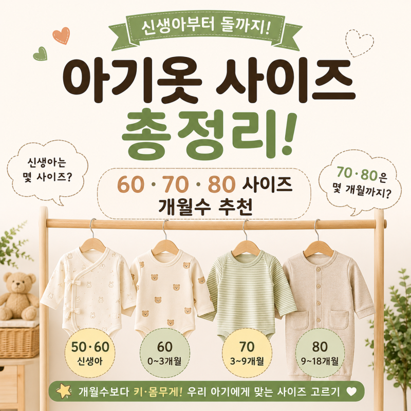신생아부터 돌까지 아기옷 사이즈 총정리! 60 70 80 사이즈 개월수 추천