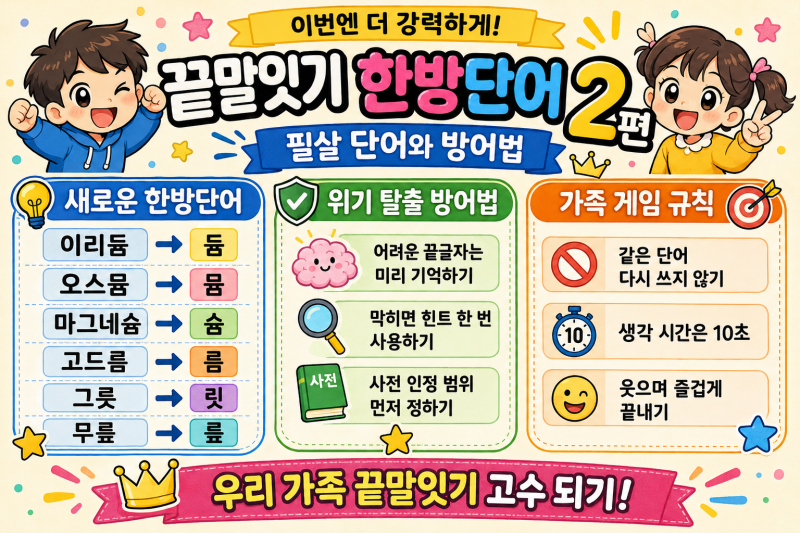 끝말잇기 한방단어 2편｜아이들도 깜짝 놀랄 필살 단어와 방어법