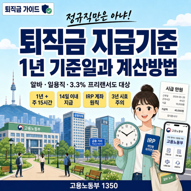 퇴직금 지급기준｜알바·일용직 1년 기준일과 계산방법