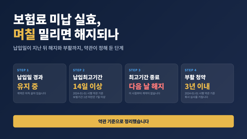 보험료 미납 실효, 며칠 밀리면 해지되나｜부활 3년 조건 정리