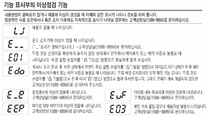 쿠쿠 밥솥 에러코드 총정리｜E01·ECO·IH : P 증상부터 해결방법까지(E01,EDO,ECO,E03,E _ _,압력장치,....
