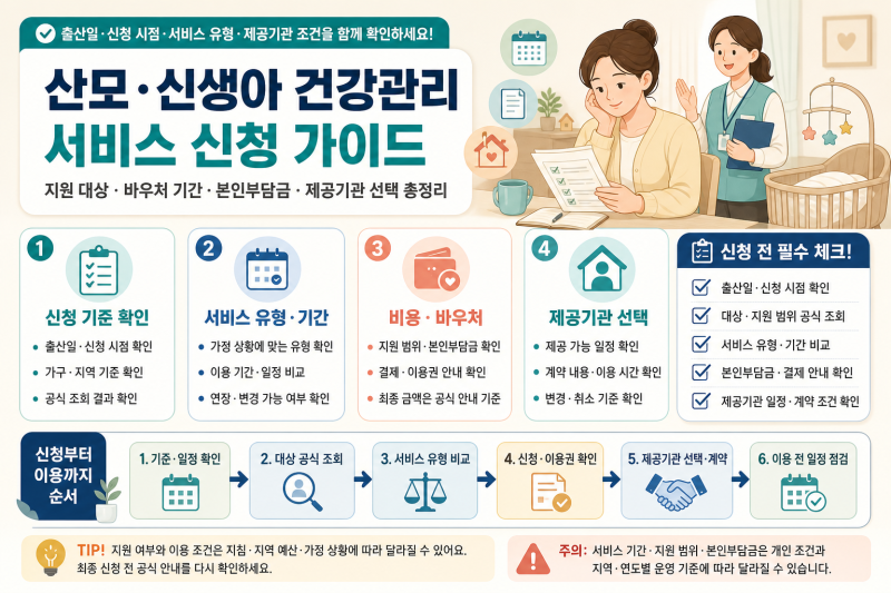 산모·신생아 건강관리 서비스 신청 전 확인할 것｜바우처 기간·본인부담금·제공기관 선택