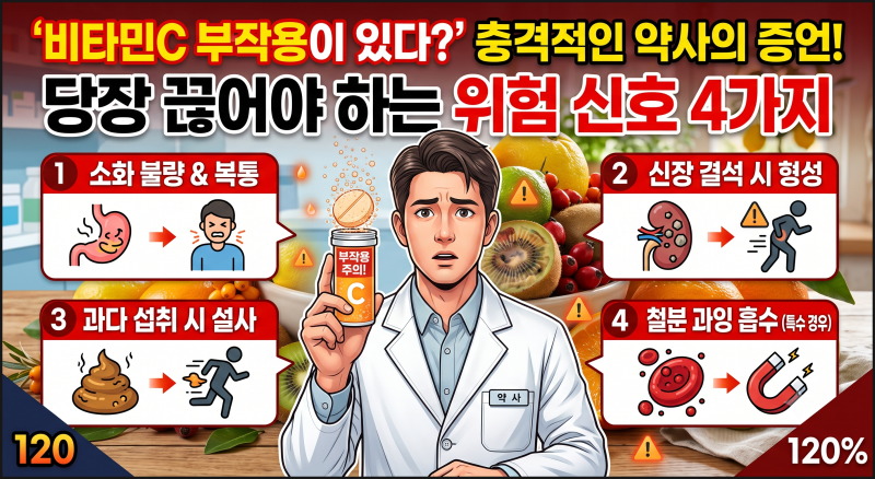 "비타민C 부작용이 있다?" 충격적인 약사의 증언! 당장 끊어야 하는 위험 신호 4가지