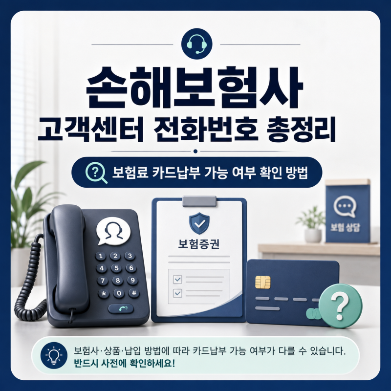 손해보험사 고객센터 전화번호 총정리｜보험료 카드납부 가능 여부 확인 방법