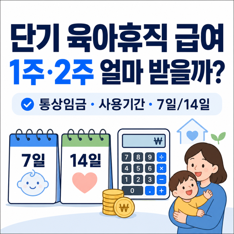 단기 육아휴직 급여, 1주·2주 쓰면 얼마 받을까? 계산방법 정리