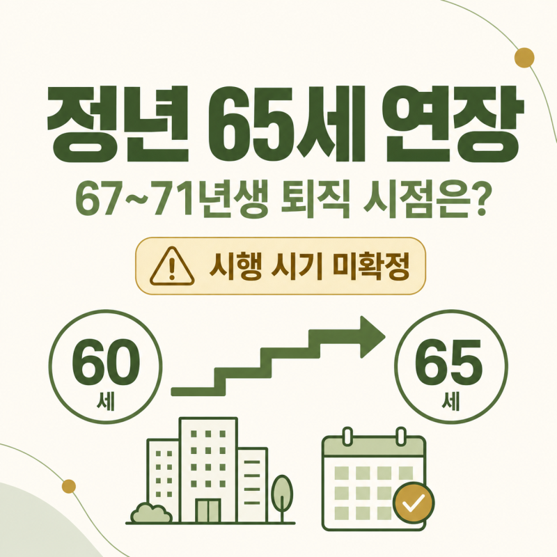 정년연장 65세 시행되면 67~71년생 언제 퇴직할까? 시행시기와 입법 전망 총정리