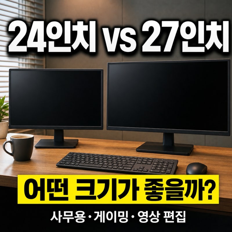 24인치 vs 27인치 모니터 뭐가 더 좋을까? 사무용·게임용 크기 선택 가이드