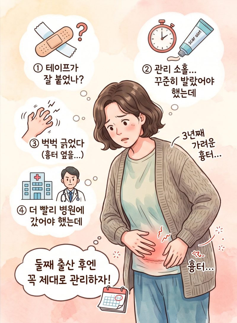 제왕절개 흉터 캘로이드, 왜 이렇게 크게 생겼을까? 첫째 출산 후 3년째 가려운 흉터 이야기