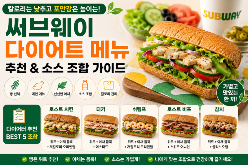 서브웨이 다이어트 메뉴 추천｜살 덜 찌는 빵·소스 조합부터 주문법까지 총정리(써브웨이 ....