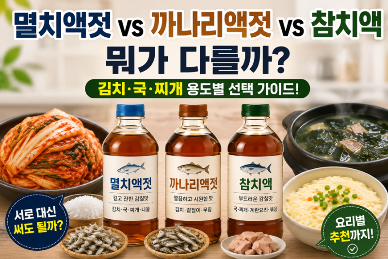 멸치액젓·까나리액젓·참치액 차이｜김치·국·찌개에는 어떤 걸 넣어야 할까?(멸치액젓, 까....